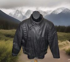 Vintage 80s OPEN ROAD Wilsons Black Padded Leather Biker Jacket Mens Large 44