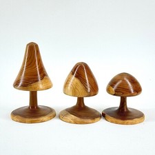 Set of 3 Hand Turned Wooden Mushrooms / Toadstools