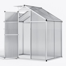 4x6/6x6/8x6/10x6FT Walk-In Greenhouse Aluminium Frame / Polycarb Panel Silver