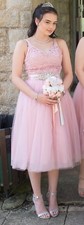 Bridesmaid Prom Tea Length Tulle Evening Dress