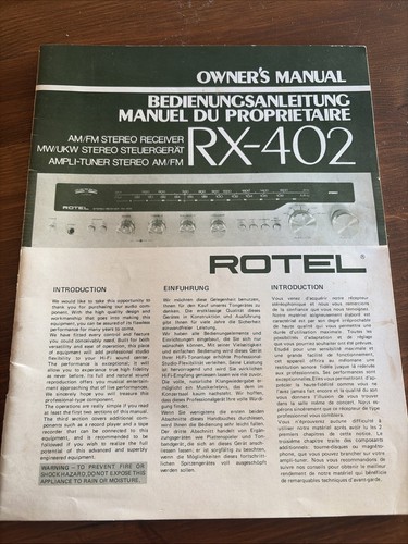 Rotel 402 stereo - rotel, rx-402