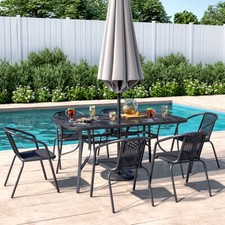 Garden Patio Bistro Coffee Table Marble / Stone / Chair/ Sets with Umbrella Hole