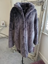 Womens Grey Faux Fur Winter Coat From Wallis UK Size M (12)