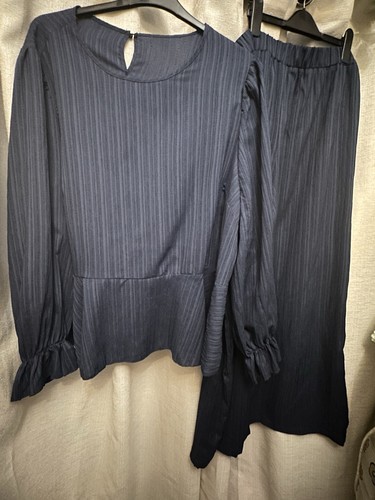 Navy peplum frill trouser - frill,