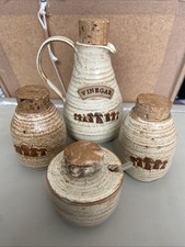 Sutton Mushroom Pottery Hull David Boyes - Vinegar Jug, Salt & Pepper Pot