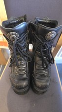 New Rock  Leather Chunky Platform Black Boots Uk 7