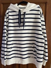 Joules Cream & Navy Striped Cotton Blend Hoodie - BNWOT - Size UK 20 - RRP £59