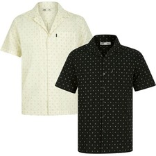 Tokyo Laundry Men's Shirt Cotton Short Sleeve Open Cuban Collar Summer Guayabera