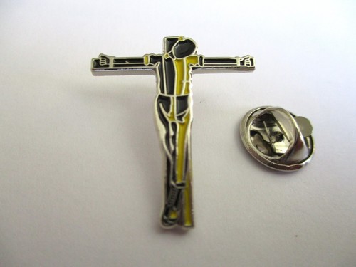 Crucified skin metal badge - crucified,