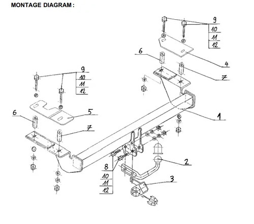 Swan neck tow - tow, bar