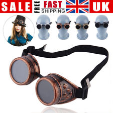 Retro Vintage Round Circle Steampunk Cyber Goggles Glasses Punk Gothic Style UK