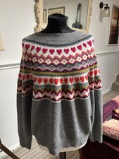 TU Grey & Red Heart Fair Isle
