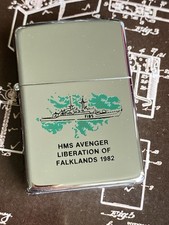 HMS Avenger Zippo Lighter Liberation Of Falklands 1982 Double Sided. 1984 (JC) 