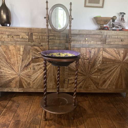 Vintage wood wash basin - wood, stand