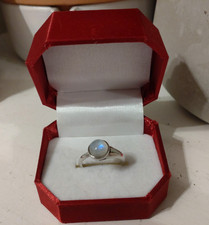 Cute Vintage Sterling Silver Rainbow Moonstone Ring Size S Good Condition