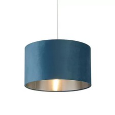 Ceiling Lampshade 38cm Teal Easy Fit Drum Pendant Shade Room Decor - DENTED