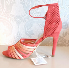 ZARA Coral & Red Suede Caged