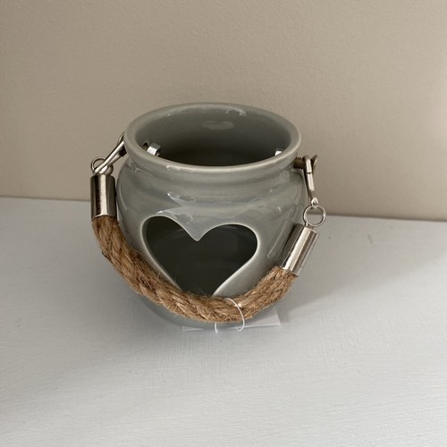 Heart candle holder grey - heart,