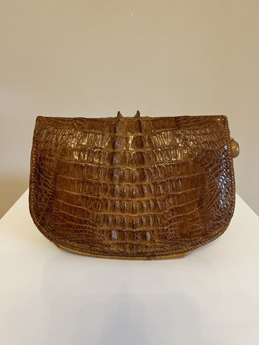 1950 crocodile skin clutch - crocodile,