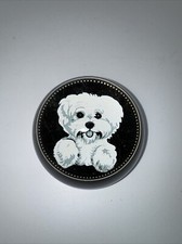 White Poodle/Shih Tzu/Maltese/Bichon Puppy Dog Glass Paperweight