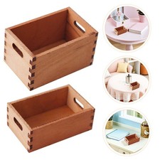  2pcs Mini Wooden Crates for Dollhouse - 1:12 Decorative Storage Boxes for