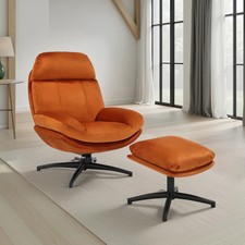 Orange Eames Style Lounge Chair And Ottoman Seat Swivel Accent Chair