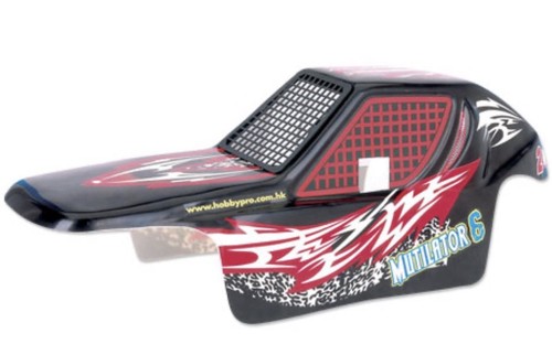 Body shell blk red - blk/red, 2wd