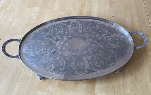 Vintage silver plated oval - silver,