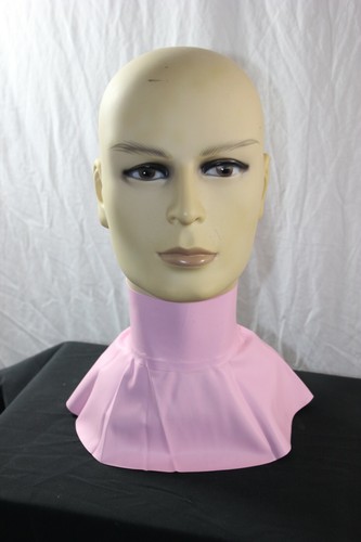 Pink latex rubber neck corset - latex,