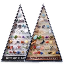 Rock & Mineral Collection 36pcs Geology Gem Kit in a Display Case Crystal Sets