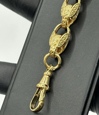 SOLID 9CT GOLD ON SILVER 9 INCH TULIP LINK BELCHER BRACELET ~ 8.3MM