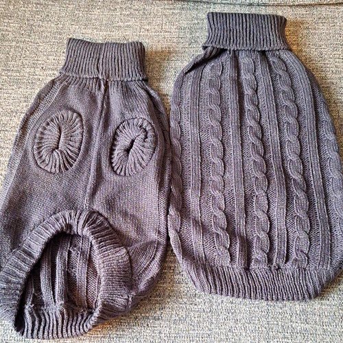 Grey cable knit dog - grey,
