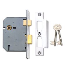Union 2277 Chrome Face 3 Lever Mortice Sash Lock 100mm Case Depth