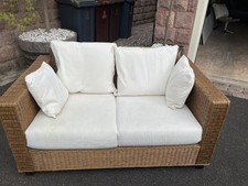 Rattan/Wicker Two-Seater Sofa Set with Cushions for Conservatories