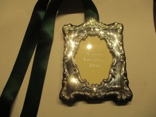 SILVER  CARRS OF SHEFFIELD MINIATURE PHOTO FRAME CHRISTMAS TREE ORNAMENT 2008