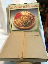 Lazy Susan wooden rotating turntable including 6 Separate Servers 31cm Diameter