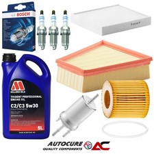 FOR SKODA FABIA SE 1.2 PETROL 2010-2014 FILTER SERVICE KIT BOSCH PLUGS & 5L OIL