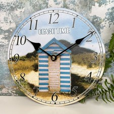 Beach Hut Round Wall Clock