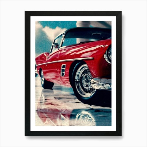 Classic car art print framed - classic,