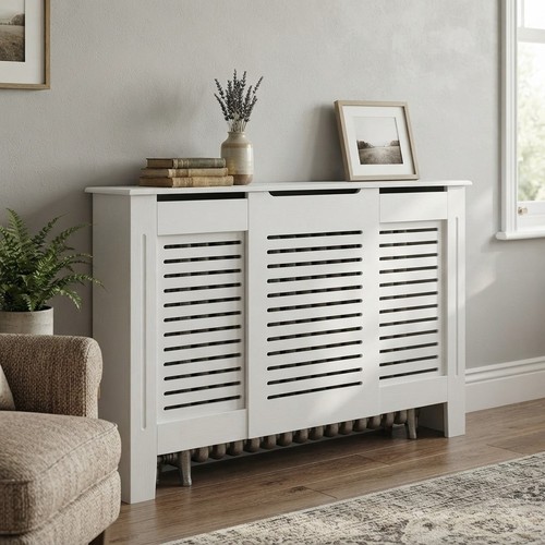 Modern white radiator - white, cover