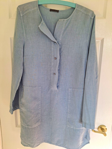 Oska blue linen tunic - linen, size