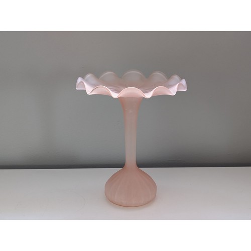 Satin pink frosted glass vase - satin,