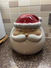 Large Ceramic Santa Cookie Sweetie Candy Jar New But Glaze Shows Crazing