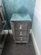 Glass Mirrored Bedside Table Set of 2. 60 CM X 40CM