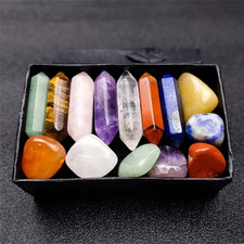 14 pcs Chakra Stone Healing Crystals Set in Box, Natural Reiki Healing Crystal