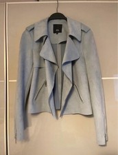 River island suede waterfall lightweight jacket size 8 soft baby blue