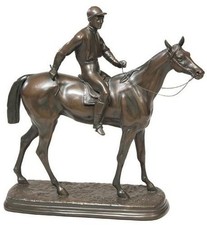 Horse and Jockey Resin Sculpture-Lodge Style Decor