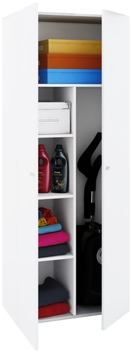 Wood broom cabinet cleaning
