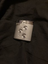 Vintage 1970s Ronson Lighter with Engraved Three Circle Design in Silver Finish