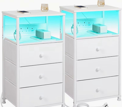 White bedside tables set 2 - bedside,